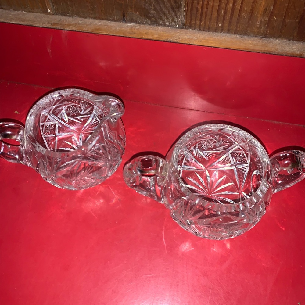 American Brilliant Period Cut Glass Creamer & Sugar Bowl - Picture 10 of 16